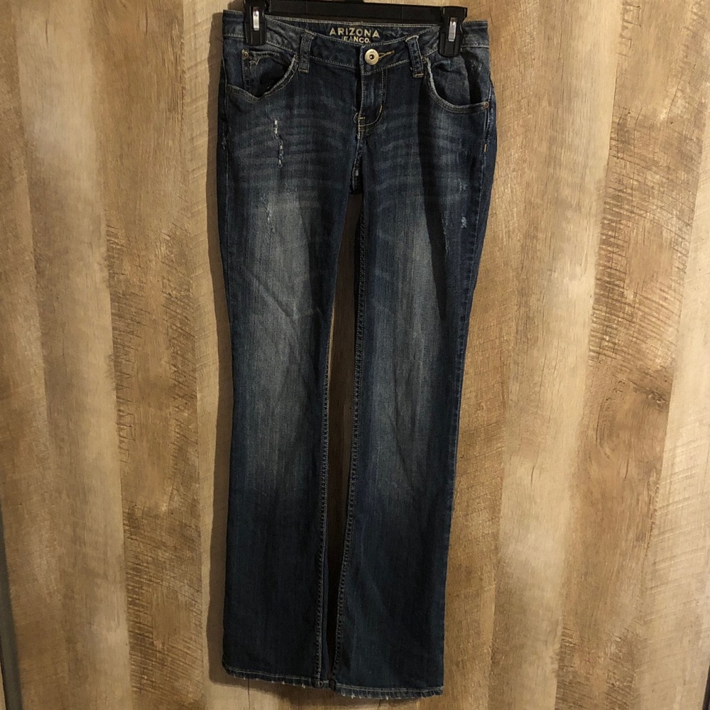 Arizona Jean Company Dark Wash Distressed Bootcut Jeans for Women